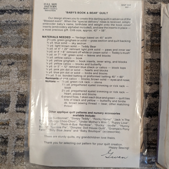 VINTAGE McCalls and Simplicity pattern lot of 4 baby quilts and accessories - Picture 9 of 10